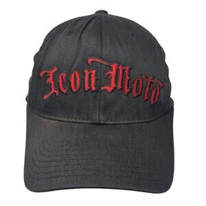 Icon Moto Fitted Baseball Cap Black Medium Lightweight Embroidered Flexfit
